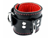 Black and Red BDSM Bondage Cuff Restraints - Soft Leather Lining - Locking - Custom Handmade