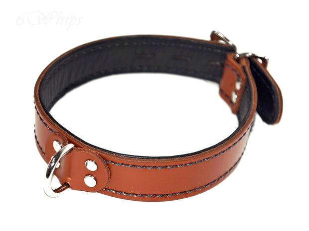 Brown Leather Collar with Black Accents