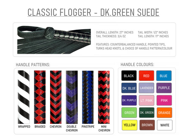 Classic Flogger - Dark Green Suede