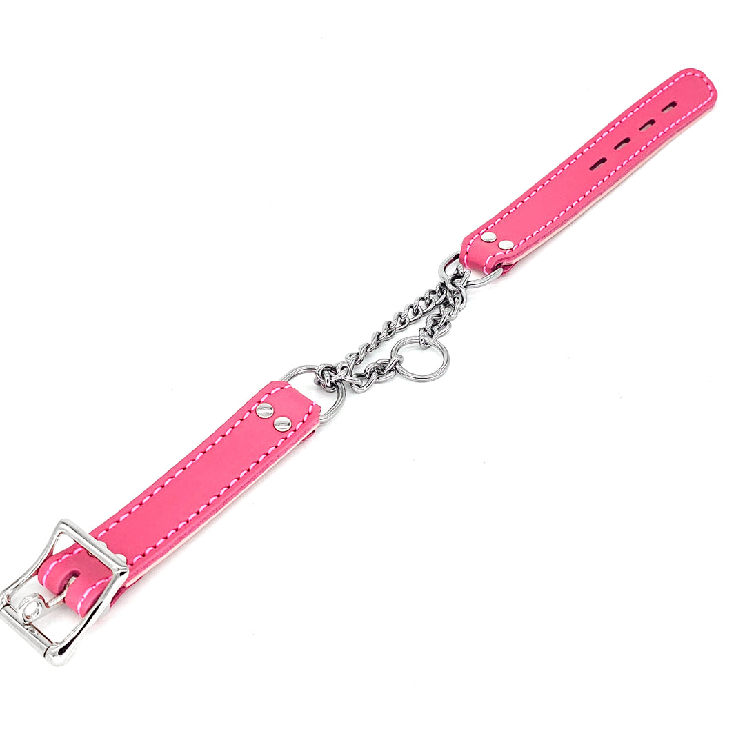 Leather Martingale Collar<br>Pink