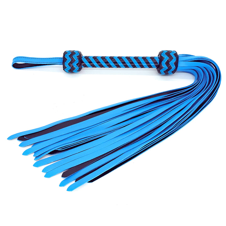 Mop Flogger<br>Italian Leather Tails<br>Black & Blue Chevron