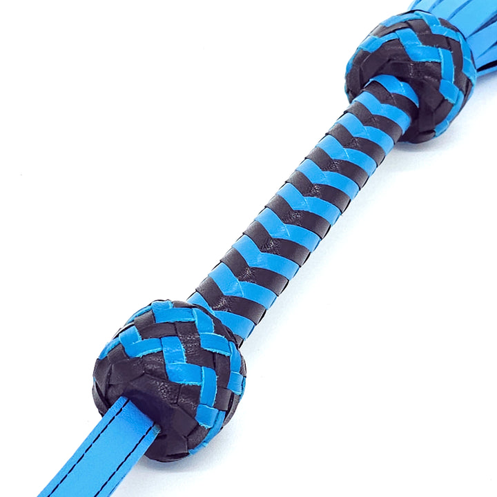 Mop Flogger<br>Italian Leather Tails<br>Black & Blue Chevron