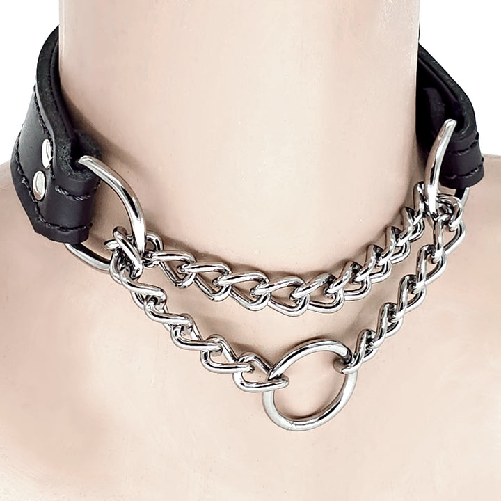 Leather Martingale Collar<br>Black