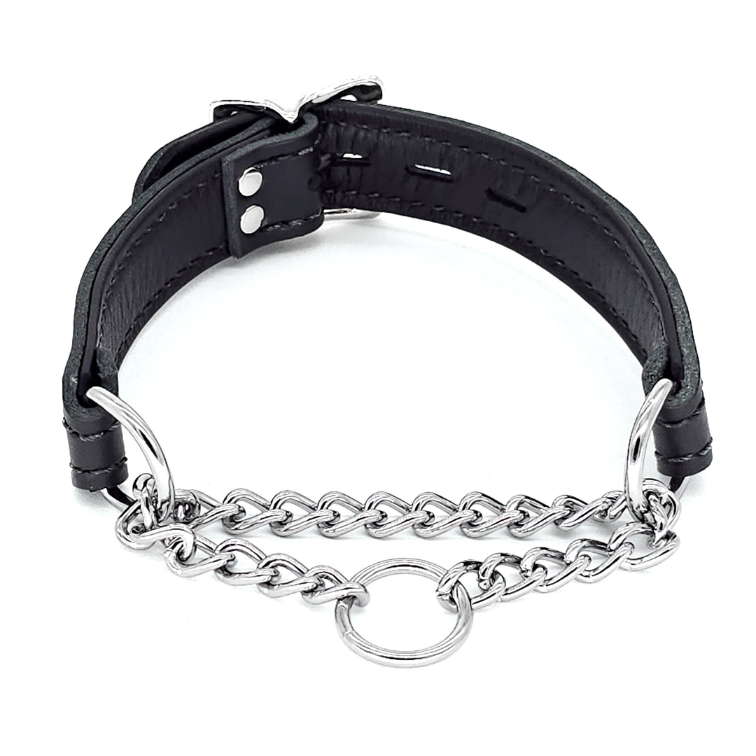 Leather Martingale Collar<br>Black