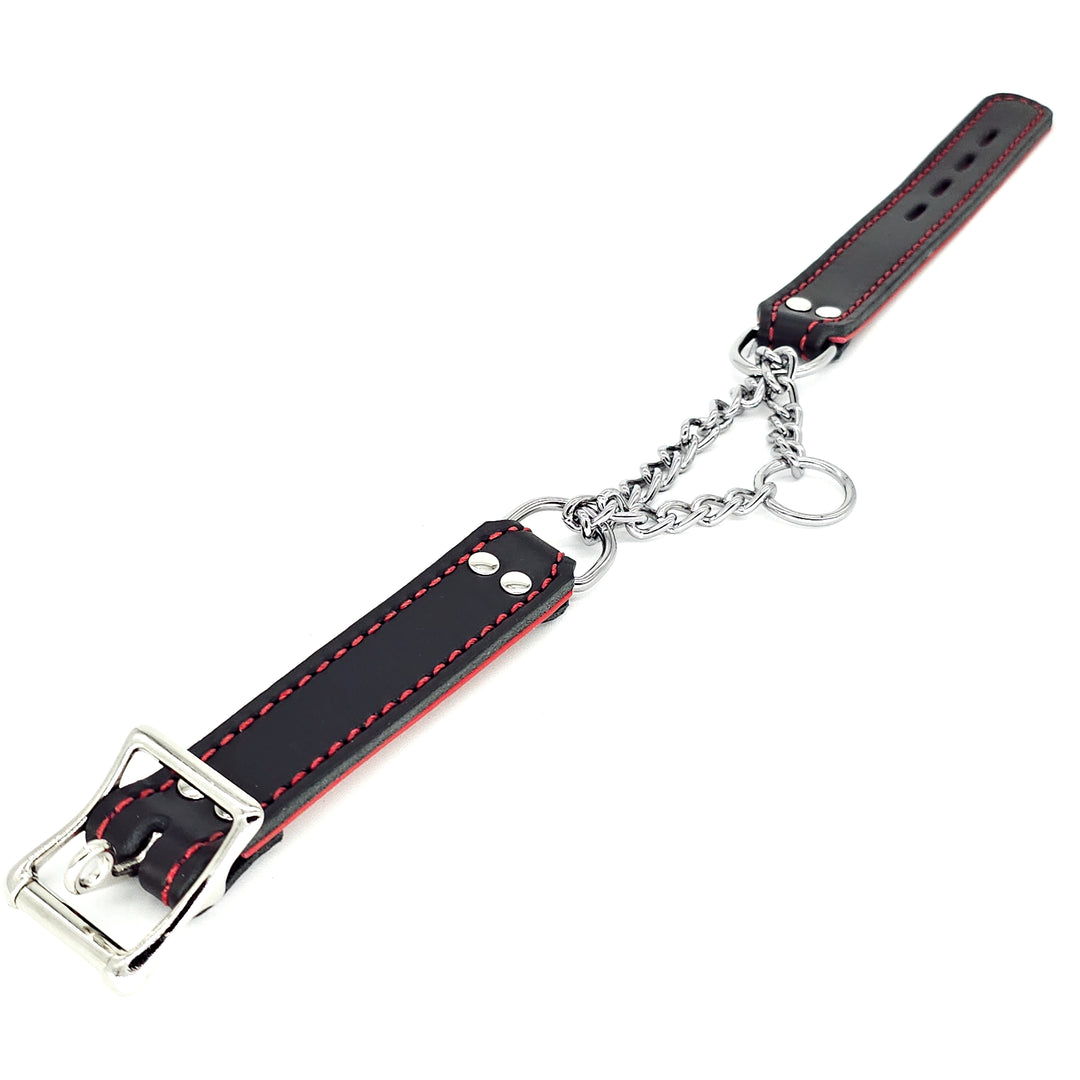 Leather Martingale Collar<br>Black & Red