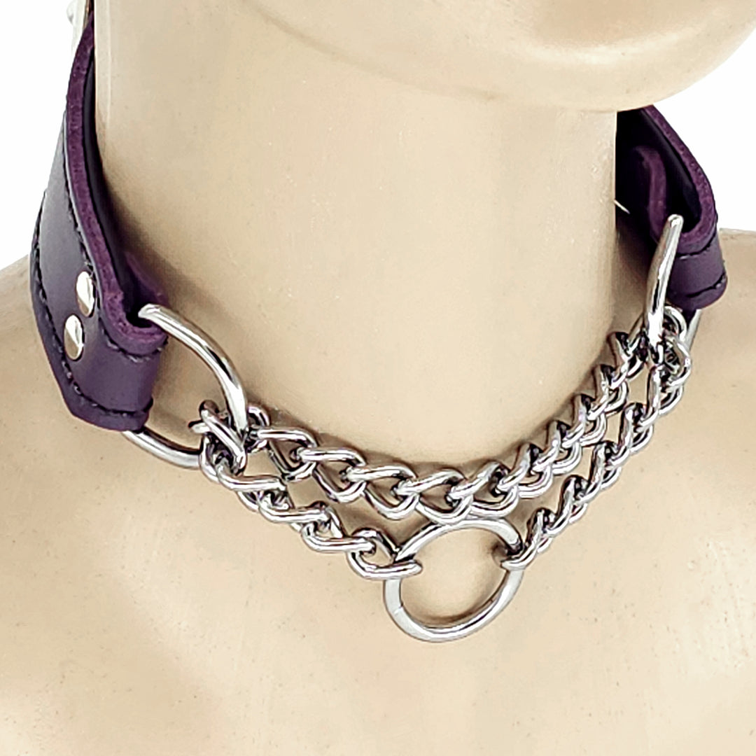 Leather Martingale Collar<br>Purple