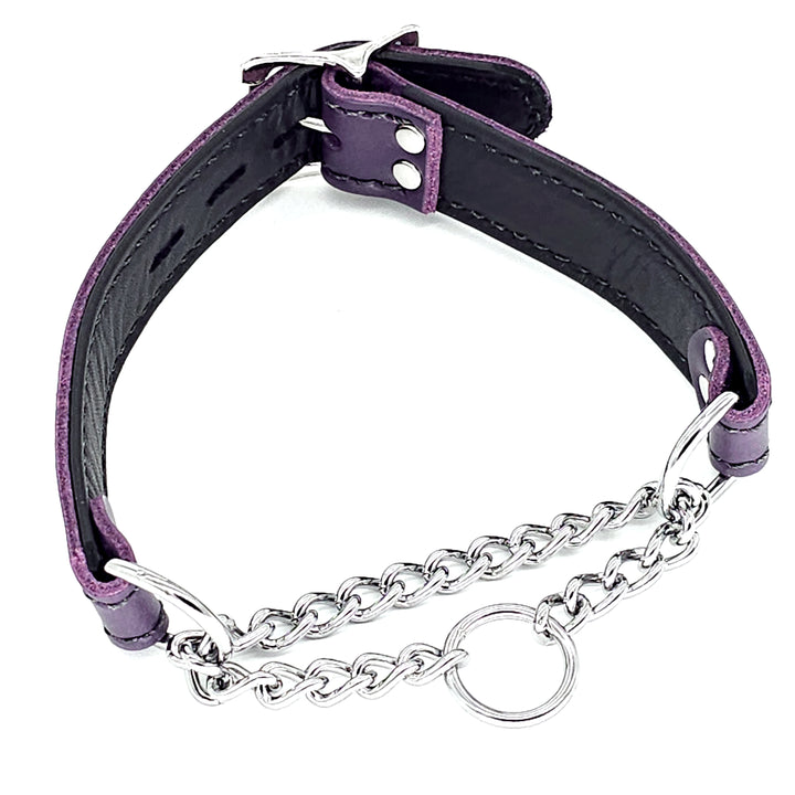 Leather Martingale Collar<br>Purple