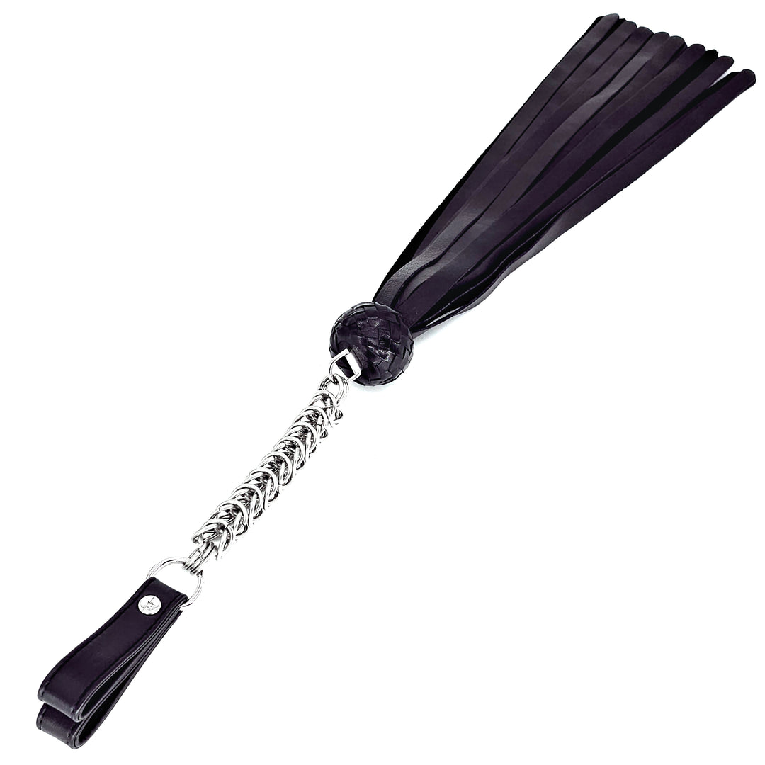 Poi Florentine Floggers<br>Black Leather Tails<br>Black Knots