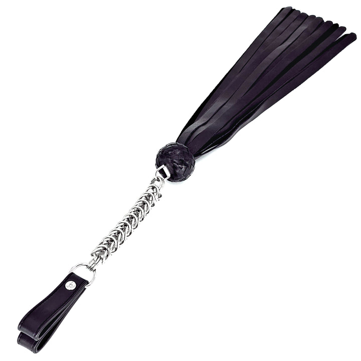 Poi Florentine Floggers<br>Black Leather Tails<br>Black Knots